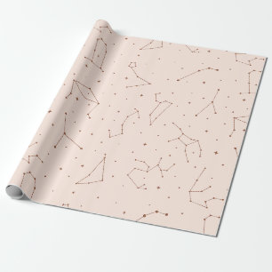 Minimalistisches Sternbildmuster in Rosa und Braun Geschenkpapier