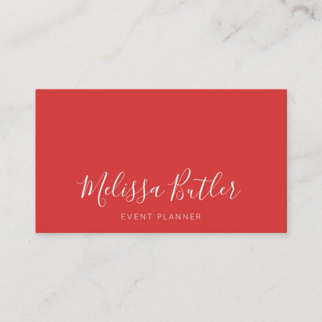 Minimalistisches stilvolles Kalligraphie-Rot Visitenkarte (Vorderseite)