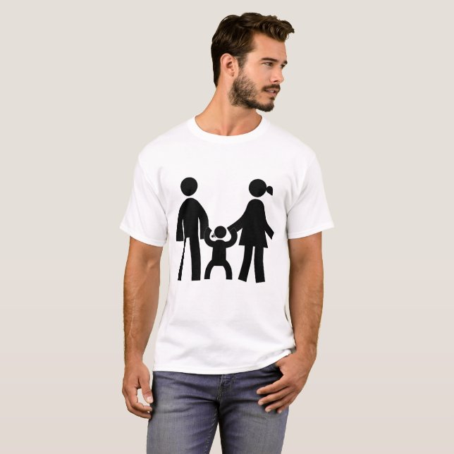 Minimalistisches Strichmännchen-Symbol für die Fam T-Shirt (Vorne ganz)