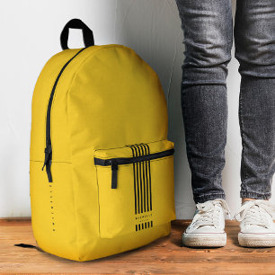 Minimalistisches, stylisches Gelbschwarz Streifen  Bedruckter Rucksack