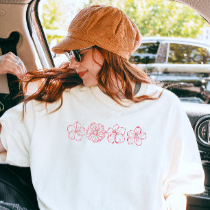 Minimalistisches süßes rosa florales Sommer 4 Blum T-Shirt