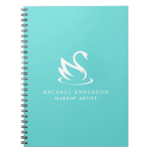 Minimalistisches Swan-Logo auf Robin Egg Blue Notizblock