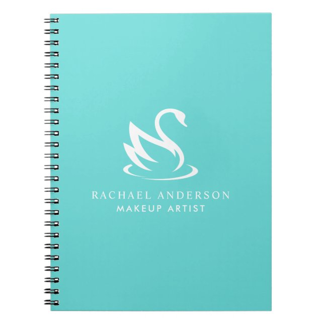 Minimalistisches Swan-Logo auf Robin Egg Blue Notizblock (Vorderseite)