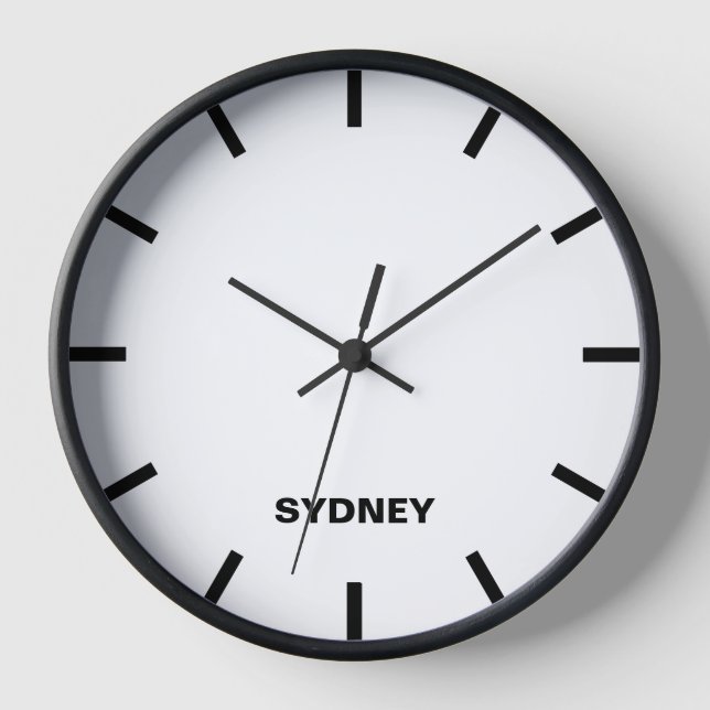 Minimalistisches Sydney Time Zone Newsroom Wall Uhr (Vorderseite)