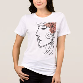 Minimalistisches T-Shirt mit Gesichts-Linienkunst Tri-Blend Shirt