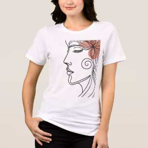 Minimalistisches T-Shirt mit Gesichts-Linienkunst Tri-Blend Shirt