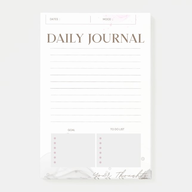 Minimalistisches tägliches Journal Post It Notizen (Vorderseite)