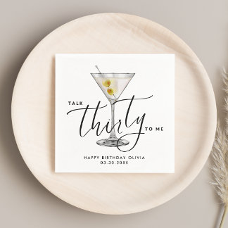 Minimalistisches „Talk Thirty to Me“-Martini-Glas Serviette