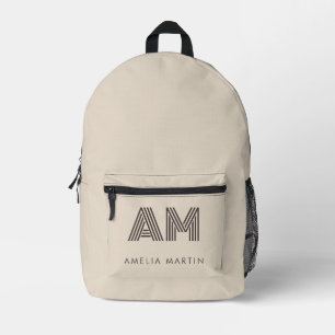 Minimalistisches Taupe-Beige-Geometrisches Eigenes Bedruckter Rucksack