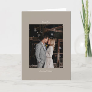 Minimalistisches Taupe Elegantes Hochzeitsslima - Dankeskarte