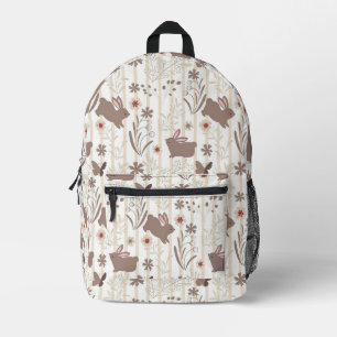 Minimalistisches Taupe und Braunes Kaninchen Bedruckter Rucksack