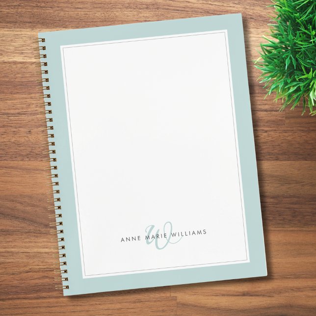 Minimalistisches Teal Zwei-Rahmen-Monogramm Notizbuch (Von Creator hochgeladen)