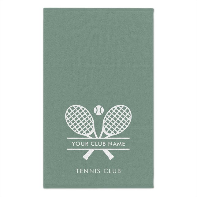 Minimalistisches Tennisteam Handtuch (Lawn Tennis Club Sage Green White Logo Hand Towel)