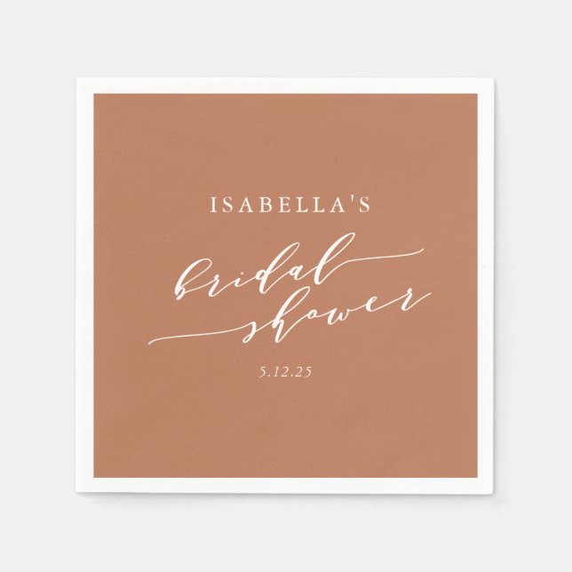 Minimalistisches Terracotta Boho Brautparty Serviette (Vorderseite)