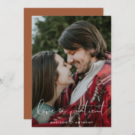 Minimalistisches Terracotta Hochzeitsstichtum Foto Ankündigung