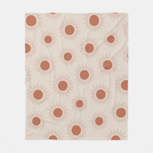 Minimalistisches Terrakotta abstraktes Boho Sonnen Fleecedecke
