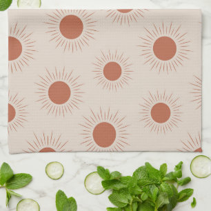 Minimalistisches Terrakotta abstraktes Boho Sonnen Geschirrtuch