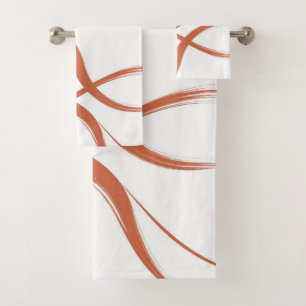 Minimalistisches Terrakotta-Orange Abstract Line S Badhandtuch Set