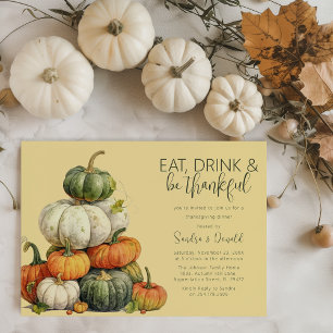 Minimalistisches Thanksgiving-Dinner mit Kürbis Einladung