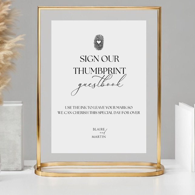 Minimalistisches Thumbprint-Gästebuchzeichen Poster (Von Creator hochgeladen)