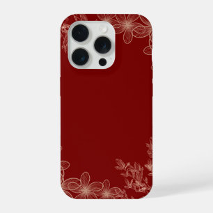 Minimalistisches tiefrotes florales elegantes küns iPhone 15 pro hülle