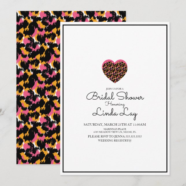 Minimalistisches Tier Cat Cheetah Safari Brautpart Einladung (Vorne/Hinten)
