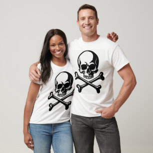 Minimalistisches Totenkopf- und Kreuzbein-Unisex-T T-Shirt