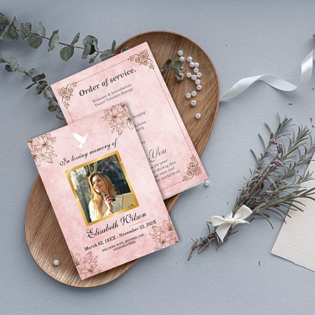 Minimalistisches Trauerprogramm – In Liebender Eri Programm (Minimalist Funeral Program – In Loving Memory Photo)