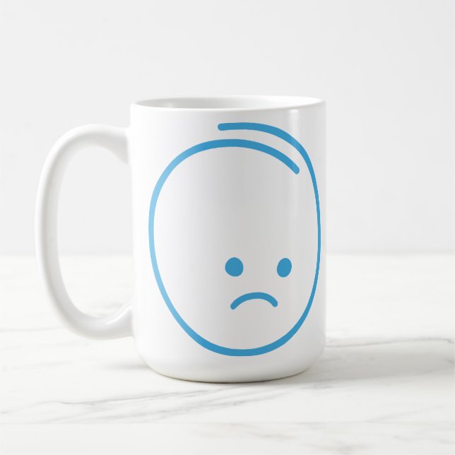 Minimalistisches Traurigkeitszeichen Kaffeetasse (Links)