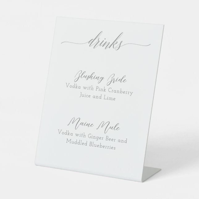 Minimalistisches Trinkzeichen, Bar, Hochzeitszeich Sockelschild (Vorderseite)