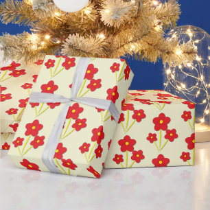 Minimalistisches Trio roter Blumen Design Geschenkpapier