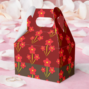 Minimalistisches Trio roter Blumen Design Geschenkschachtel