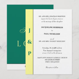 Minimalistisches Tropengelbes Monogramm Einladung