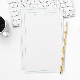 Minimalistisches Türkis-Monogramm mit zwei Rändern Briefpapier