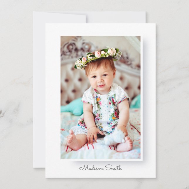 Minimalistisches und einfaches Foto Taufe Einladun Save The Date (Vorderseite)