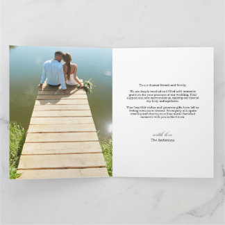 Minimalistisches und modernes Hochzeitsfest-Foto Dankeskarte