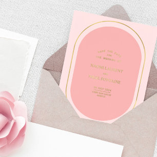 Minimalistisches und modernes Rosa und Gold Save T Folieneinladung