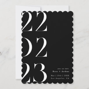 Minimalistisches und schickes Schwarz-Weiß Save th Einladung