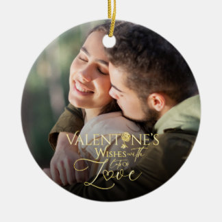 Minimalistisches Valentine’s Modern Photo-Kalligra Keramik Ornament