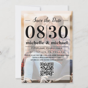 Minimalistisches Vellum Einfaches Foto QR-Code-W Save The Date