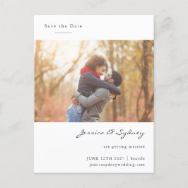Minimalistisches Verlobtes Foto Save the Date Postkarte