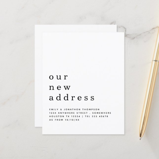 Minimalistisches Verschieben neuer Adressdaten (Vorderseite/Rückseite Beispiel)