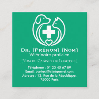 Minimalistisches Veterinär-Logo Professional Quadratische Visitenkarte