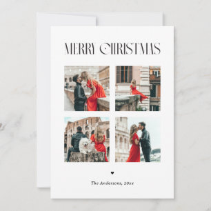 Minimalistisches Vier-Foto-Frohe-Weihnachten Ele Feiertagskarte