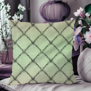 Minimalistisches Vintage-Blumenmuster Salbei Kissen