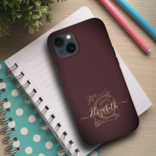Minimalistisches Vintage-elegantes Pflaumen-E-Name Case-Mate iPhone Hülle