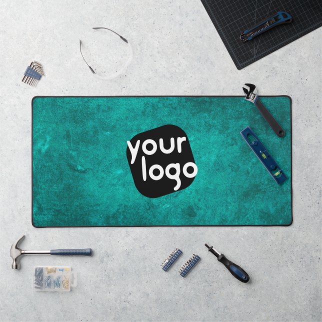 Minimalistisches Vintages Firmenlogo Aquamarin Schreibtischunterlage (Arbeitsplatz)