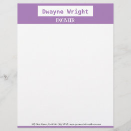 Minimalistisches Violettlila und Weiß Briefbogen