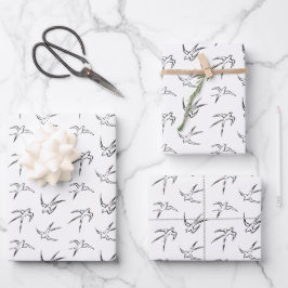Minimalistisches Vogelmuster Geschenkpapier Set