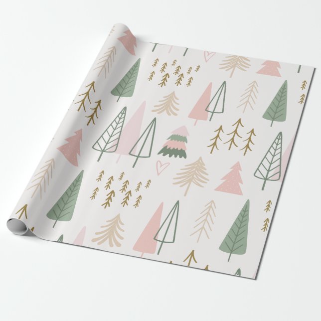 Minimalistisches Waldbaummuster Geschenkpapier (Ungerollt)